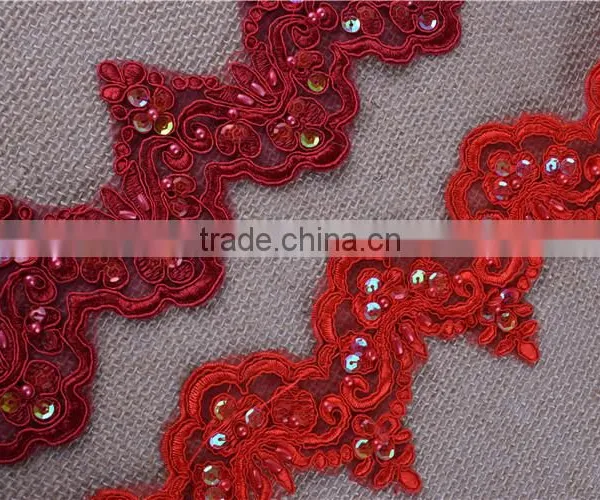 Pearl Beaded & Sequin Bridal ~ Lace Embroidered Lace Various Color Wide:6cm in Stock photo-4