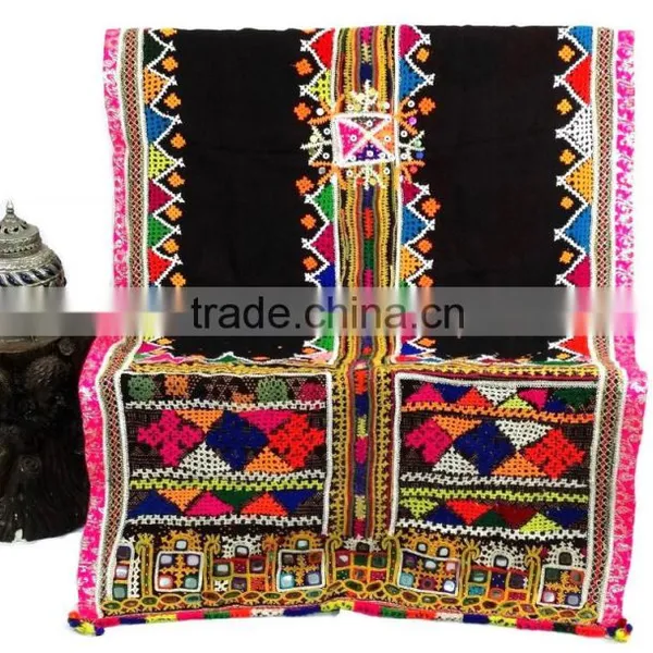 Handmade Woollen Rabari Throw 84x35 Inch Vintage Rabari Shawl Gypsy Kutch Rabari Blanket Throw Rabari Tapestry Wall Hanging