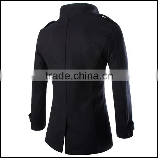 Custom Made Trench Coats Mens Woolen Formal Outerwear Winter Pea Overcoat Double Breasted Trench Coats photo-4