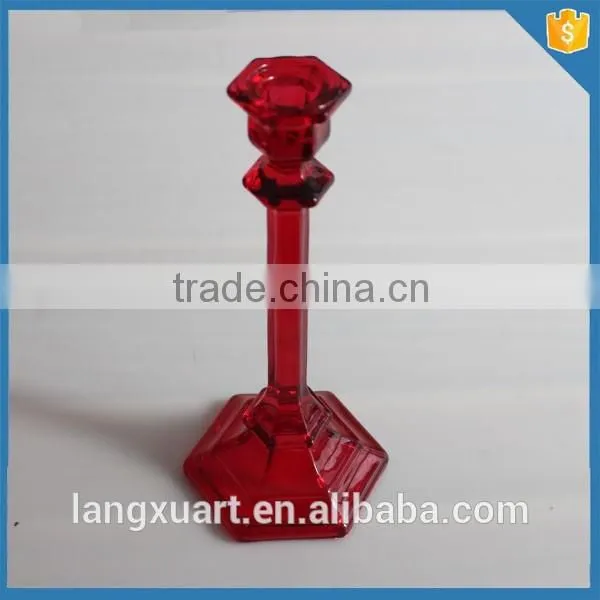 LX-A004 Hand Painted Pressed Octagonal Bottom Glass Taper Candle Holder photo-2