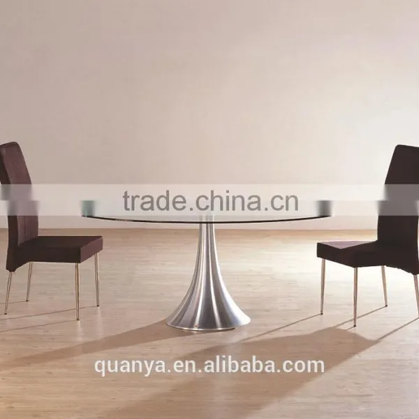 Round Glass Table With Stainless Steel Base photo-3