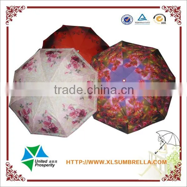 Strong Quality 3 Folds Umbrella With Heat Transfer Paper Printing