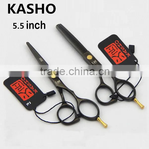 Japan Kasho 5.5 Inch Hair Scissors Black Professional Tesoura Hairdressing Salon Products Hair Cutting/ Thinning Styling Tools photo-2