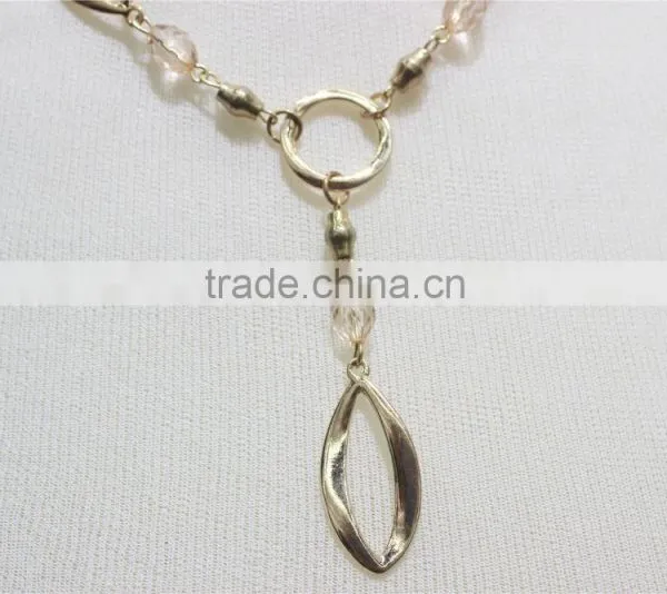 Gold Metal Charm Necklace Peach Acrylic Bead Short Simple Chain Gold Metal Necklace 2016 Fashion Style Wholesale photo-3