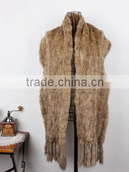 Wholesale Knitted Real Rabbit Fur Scarf for Girls photo-4
