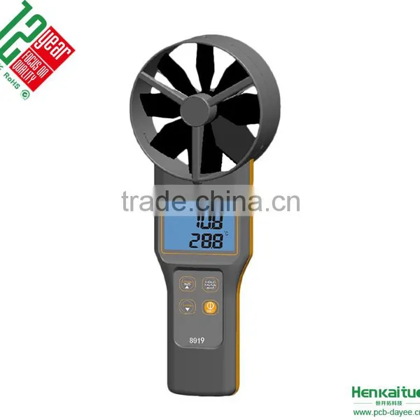 AZ8919 10cm Vane Precision Digital Anemometer Carbon Dioxide CO2 Detector Temperature Humidity Air Flow Measuring Meter photo-2