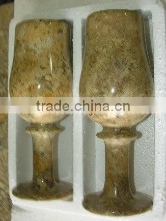 MARBLE WINE GLASSES GOBLETS photo-3