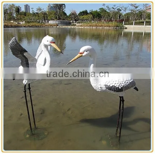 Custom Artificial Bird Egret Crane Garden Sculpture Fiberglass Egret Sculpture Manufacturer photo-2