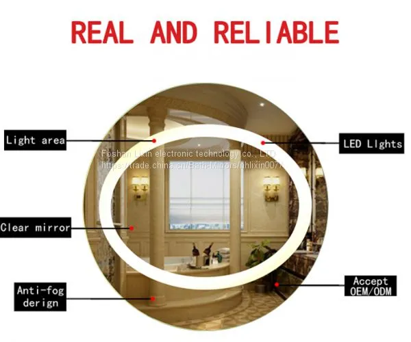 Smart Bathroom Mirror , Digital Oval Bathroom Mirror With Light for Hotel Decrovating