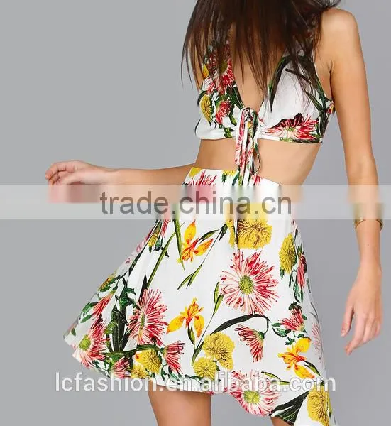 Sexy Summer Beach Print Crop Top and Skirt Wholesale Ladies Summer Beach Clothing photo-2
