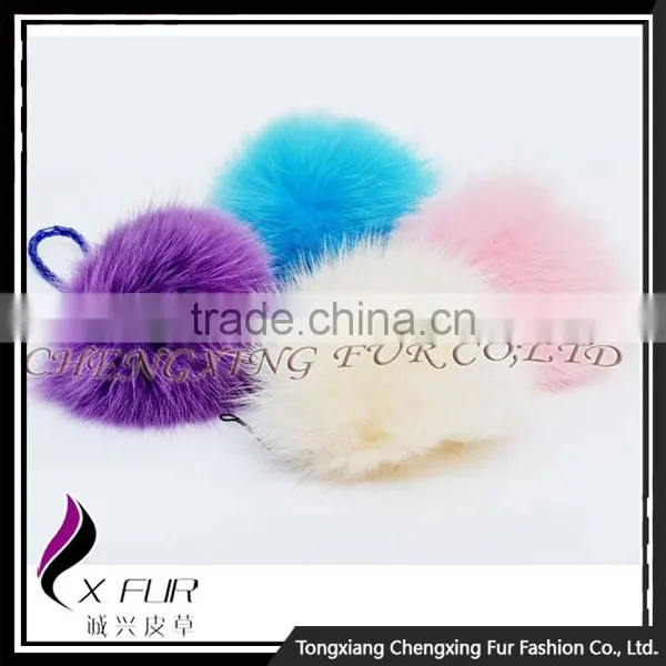CX-P-23A Wholesale MIXED COLOUR Genuine Fox Fur Ball/ Fur Pom Pom Key Chains photo-2