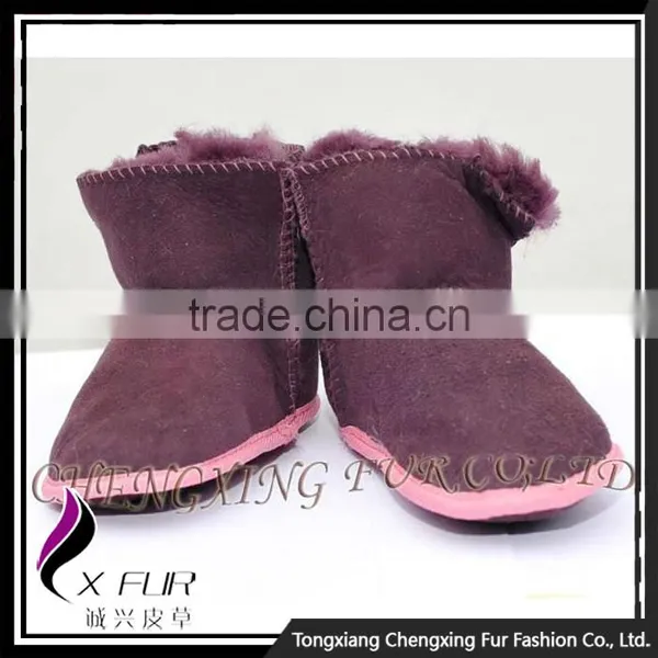 CX-SHOES-06A Cute Wholesale Soft Real Sheepskin Leather Baby Shoes photo-2