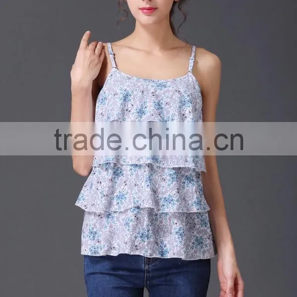 Floral Summer Cotton Maternity Chemise Breastfeeding Vest Nursing Tanks photo-5