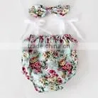 ShiJ Baby Bodysuit Cotton Floral Print Toddler Girls Set photo-6