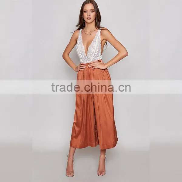Newest Spring Summer Satin Wide Leg Floaty Pants for Women photo-2