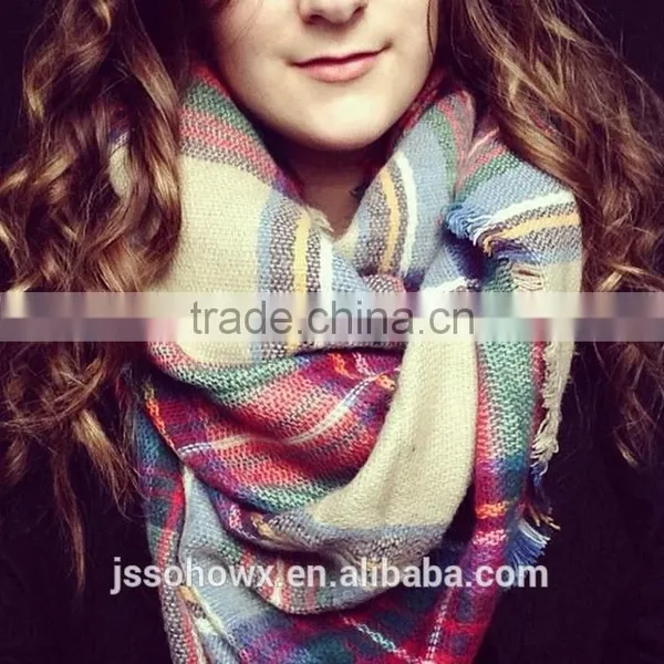 2014 Winter Hot Sale Camel Plaid Scarf photo-2