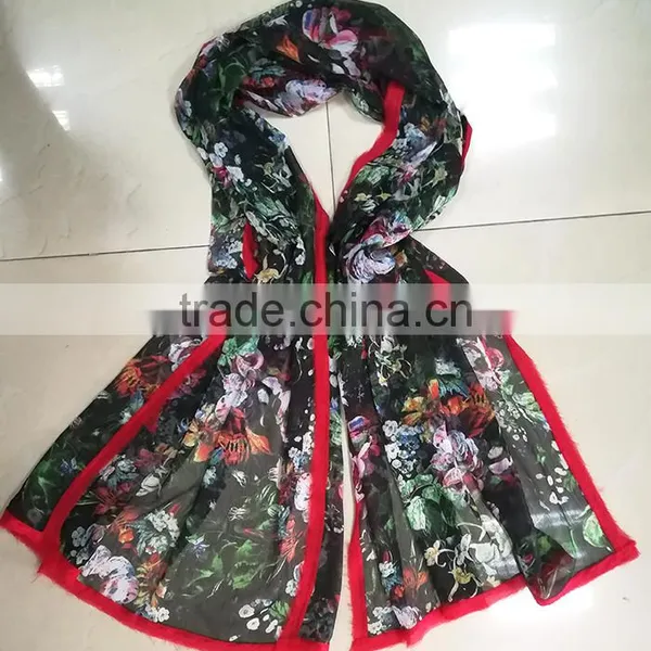 High Quality Fashionable Digital Print Dandelion Muslim Hijab Silk Scarf photo-2