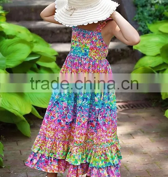 Colorful Mommy and Daughter Matching Maxi Dress Floral Print Dresses photo-3