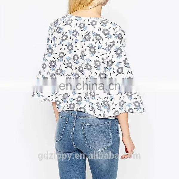 Oversize Plus Size Floral Print Shirt Women Long Sleeve Chiffon Blouse photo-3