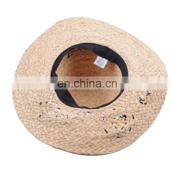 Wholesale Beautiful Women Fashion Bulk Raffia Straw Hat With Sunflower Headwrap photo-4
