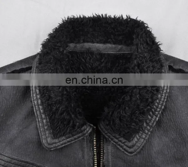 2015 Lastest Fashion Mens Stylish Warm Lamb Nappa Leather Jacket photo-3