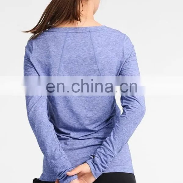 Pofessional Blank Design Women Long Sleeve Fitness Shirts Gym Custom Logo in Bulk With Thumb Cuffs photo-4