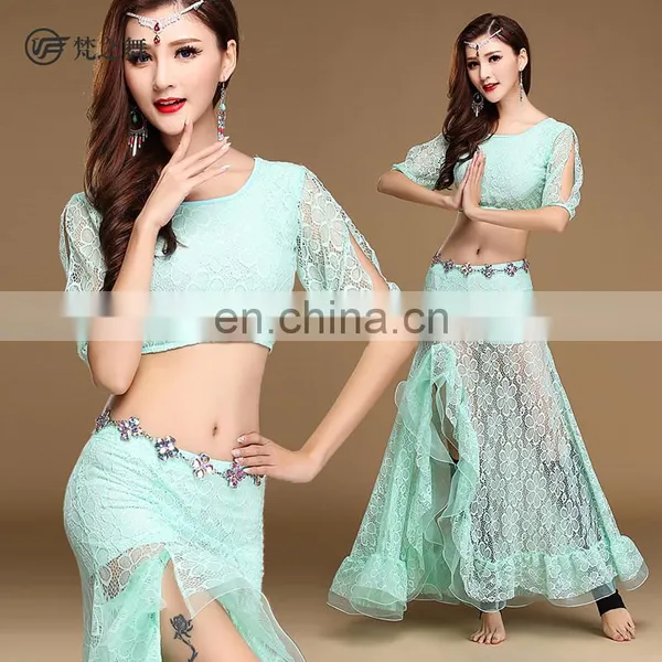 T-5147 Hot Lace Egyptian Belly Dance Sexy Costume Top and Skirt Set