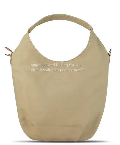 White Canvas Hobo Bag With Tote Handle and Shoulder