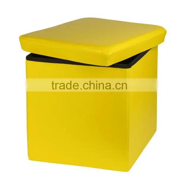 Kids Folding Storage Faux Leather Ottoman Stool photo-3