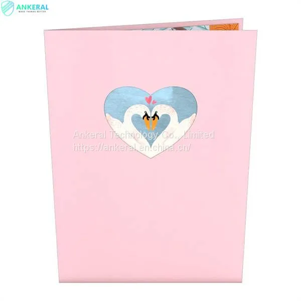 Love Heart Swans 3D Folding Card Romantic Valentine’s Day Card Best Gift for My Wife photo-3