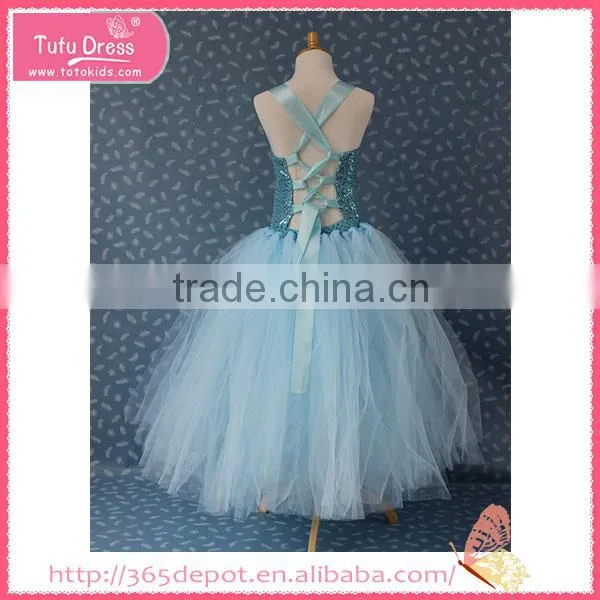 Court Style Light Blue Gallus Sleeveless Ballet Girl's Skirt photo-3