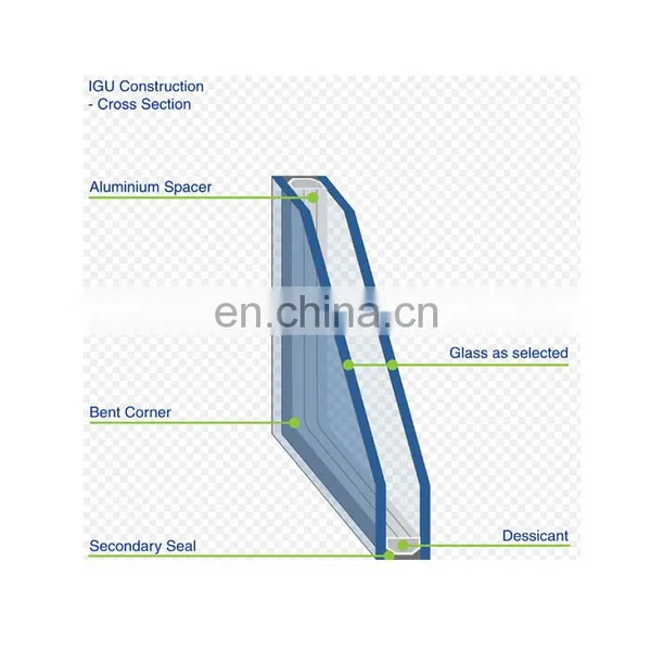 Fix Aluminum Frame Double Glazing Insulated Triangle Tempered Low E Commercial Doors Window Glass photo-4