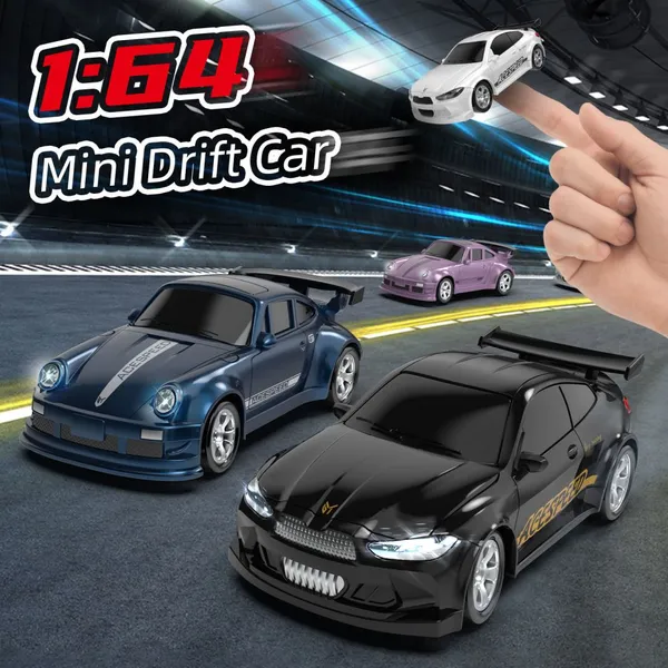 FQD23 Mini 1:64 4WD RC Drift Car Высокоскоростная макетная модель 2.4G автомобиль для скоростных гонок, имитирующая заряжаемый радиоуправляемый игрушка, зарядное устройство, USB-кабель