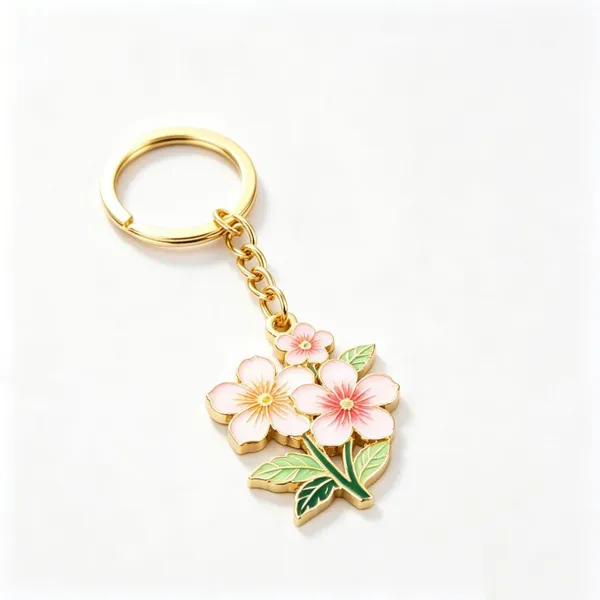 Custom Zinc Alloy Keychain With Chinese Style Floral Pattern, Cultural Tourism Souvenir Manufacturer