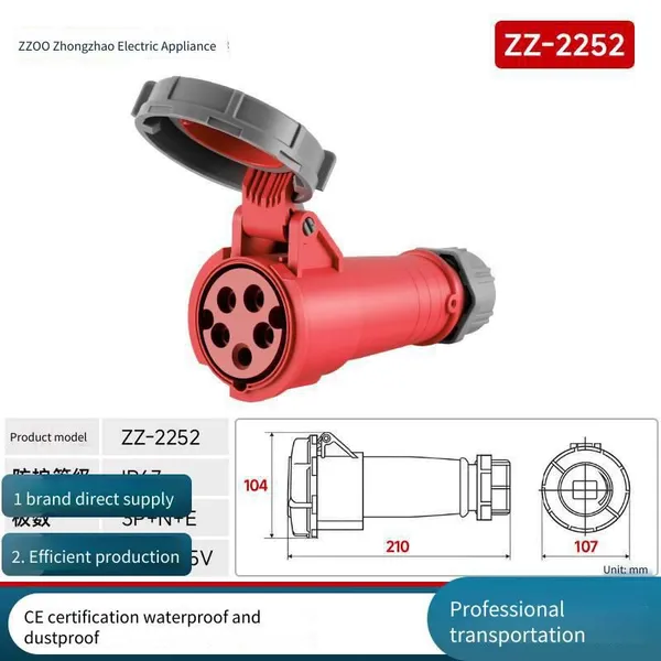 Zhongzhao Concealed Industrial Socket, Industrial Waterproof Plug, Nylon Aviation Waterproof and Dustproof for Construction Sites, Ip67 ce Certified photo-5