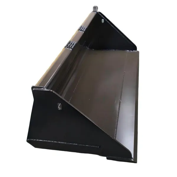 Skid Steer Dirt Bucket Universal Quick Attach Low Profile Long Bottom Single Bevel Edge Side Rib Gloss Black