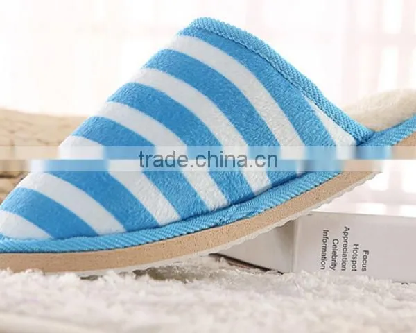 2015 Best Selling Lovely Soft Warm Men and Women Slippers Stripe Hot Style Slippers photo-3