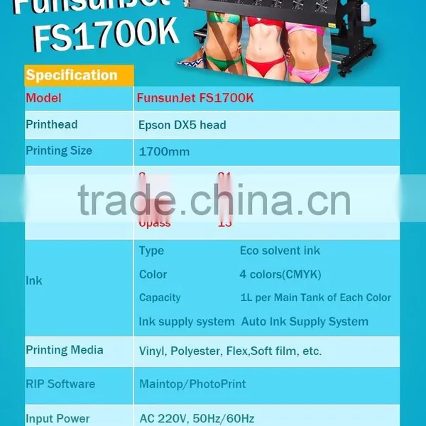 Best Price ,factory Original Funsunjet 1700K With DX5 Head Banner and Sticker Printer photo-6