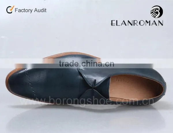 Gentle Fashion Real Calf Leather Derby Dyed Blue Men Business Natural Leather Dress Shoes photo-5