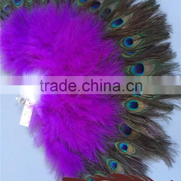 Party Supplies Type Decorative Fluffy Marabou Fan And Peacock Feather Fan For Party Decorations photo-2