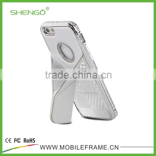 PU Leather and Diamond Metal Stands Function Phone Cases for IPhone 6 photo-4