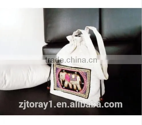 Small Hemp Drawstring Bag Wholesale Embroidered Handmade photo-2