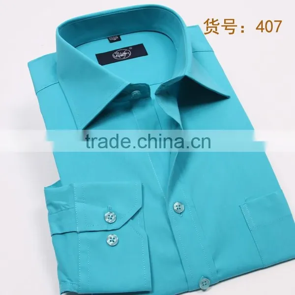2015 Casual Latest Design Light Blue Denim Shirt for Men M-3XL photo-4