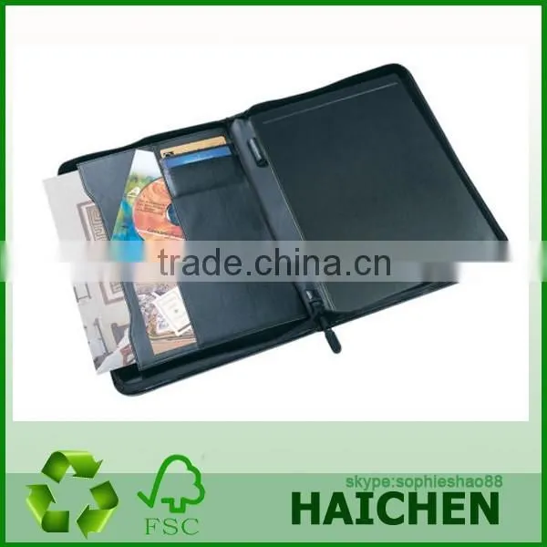 A4 Conference Portfolio Presentation Folder Folio Faux Leather Zipper photo-4