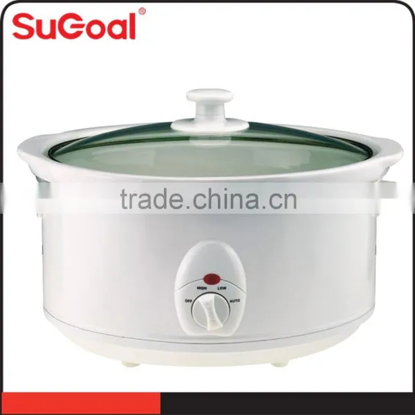 3.5L White SS Body Caremic Inner Pot Electric Slow Cooker photo-3