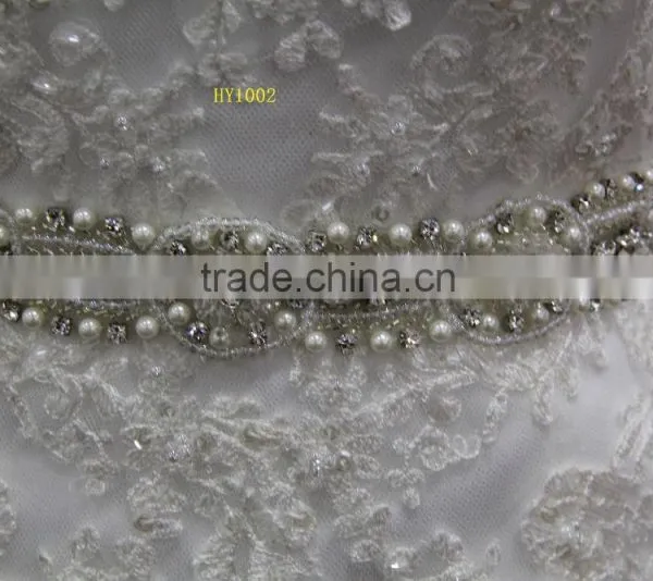 Small A-line With Beading Belt Lace Appliques Sexy See Through Back Wedding Dress photo-2