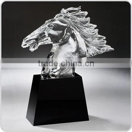 Glass Factory Crystal Horse Head With Black Base for Horse Race photo-2