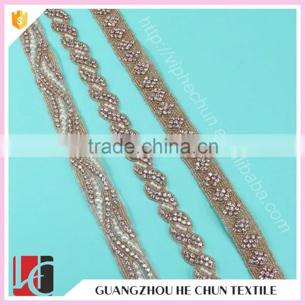 HC4625-1 Hechun Export Quality Garments Fashion HotFix Rhinestone Beaded Trim photo-3