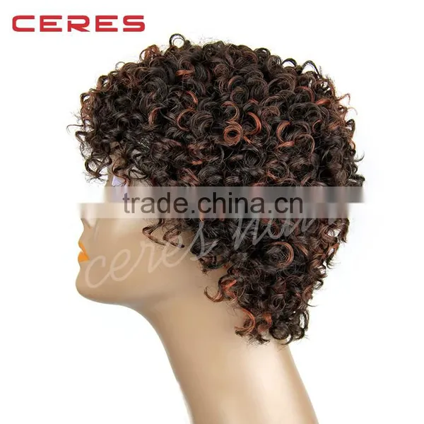 Light Brown Afro Short Curly Synthetic Wig, Short Hair Wig, Rainbow Wig Quality Choice photo-4