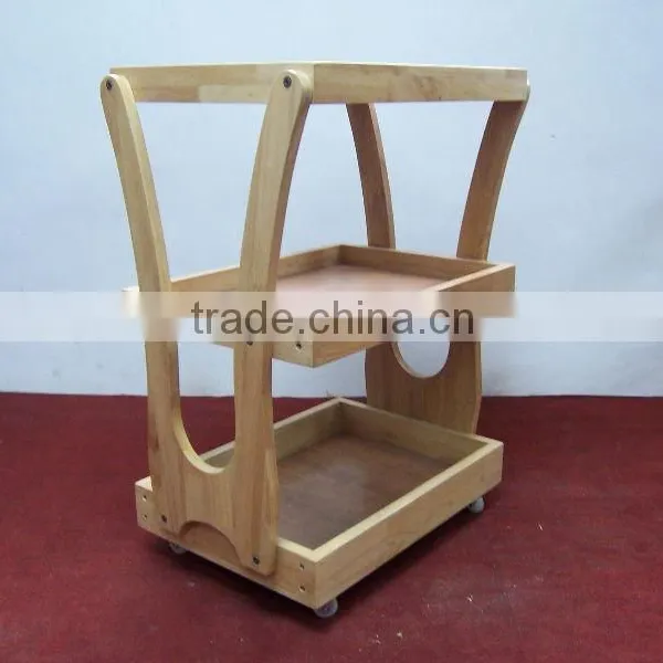 2016 Hot Sales Wooden Color Solid Wood Mobile Beauty Salon Trolley